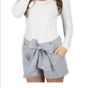 Lauren James Seersucker Bow Short